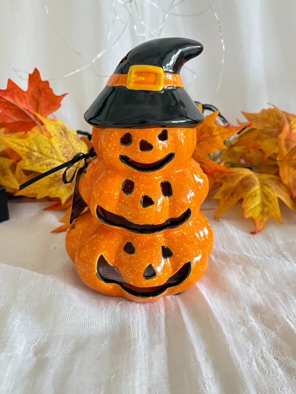 Well Dressed Home Stacked Jack-O'-Lantern Pumpkin Witch Hat Potpourri Filled New